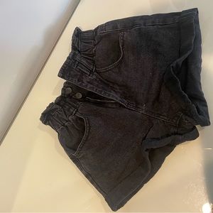 Black Ruffle high rise shorts